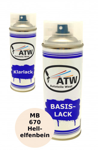 Autolack für Mercedes Benz 670 Hellelfenbein +400ml Klarlack Set